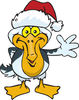 Friendly Waving Pelican Wearing a Christmas Santa Hat