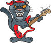 Cartoon Black Panther Playing an Electric Guitar
