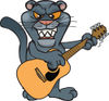 Cartoon Black Panther Playing an Acoustic Guitar