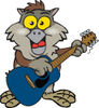 Cartoon Happy Owl Playing an Acoustic Guitar