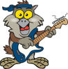 Cartoon Happy Owl Playing an Electric Guitar