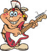 Cartoon Happy Native American Man Playing an Electric Guitar