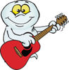 Cartoon Happy Ghost Playing an Acoustic Guitar