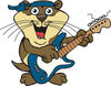Cartoon Happy Otter Playing an Electric Guitar