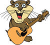 Cartoon Happy Otter Playing an Acoustic Guitar