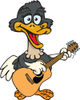 Cartoon Happy Ostrich Playing an Acoustic Guitar