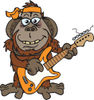 Cartoon Happy Orangutan Playing an Electric Guitar