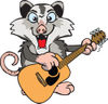 Cartoon Happy Opossum Playing an Acoustic Guitar