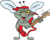 Cartoon Happy Mosquito Playing an Electric Guitar