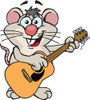 Cartoon Happy Mouse Playing an Acoustic Guitar