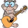 Cartoon Happy Mole Playing an Acoustic Guitar