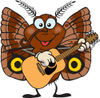 Cartoon Happy Moth Playing an Acoustic Guitar