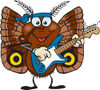 Cartoon Happy Moth Playing an Electric Guitar