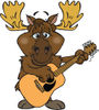 Cartoon Happy Moose Playing an Acoustic Guitar