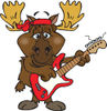 Cartoon Happy Moose Playing an Electric Guitar