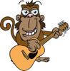 Cartoon Happy Monkey Playing an Acoustic Guitar