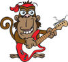 Cartoon Happy Monkey Playing an Electric Guitar