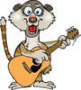 Cartoon Happy Meerkat Playing an Acoustic Guitar