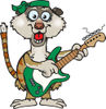 Cartoon Happy Meerkat Playing an Electric Guitar