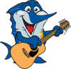 Cartoon Happy Marlin Fish Playing an Acoustic Guitar