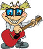 Cartoon Happy Mad Scientist Playing an Acoustic Guitar