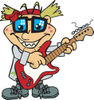 Cartoon Happy Mad Scientist Playing an Electric Guitar