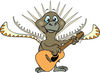 Cartoon Happy Lyrebird Playing an Acoustic Guitar