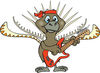 Cartoon Happy Lyrebird Playing an Electric Guitar