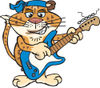 Cartoon Happy Leopard Playing an Electric Guitar