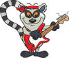 Cartoon Happy Lemur Playing an Electric Guitar