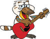 Cartoon Happy Kookaburra Playing an Acoustic Guitar