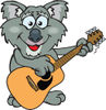 Cartoon Happy Koala Playing an Acoustic Guitar