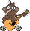Cartoon Happy Kiwi Bird Playing an Acoustic Guitar