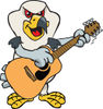 Cartoon Happy Kite Bird Playing an Acoustic Guitar