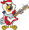 Cartoon Happy Kite Bird Playing an Electric Guitar