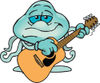 Cartoon Happy Jellyfish Playing an Acoustic Guitar