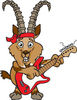 Cartoon Happy Ibex Goat Playing an Electric Guitar