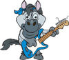 Cartoon Happy Gray Horse Playing an Electric Guitar