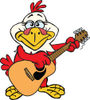 Cartoon Happy Hen Playing an Acoustic Guitar