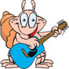 Cartoon Happy Hermit Crab Playing an Acoustic Guitar