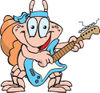Cartoon Happy Hermit Crab Playing an Electric Guitar