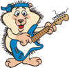 Cartoon Happy Hedgehog Playing an Electric Guitar