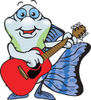 Cartoon Happy Guppy Fish Playing an Acoustic Guitar