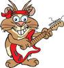 Cartoon Happy Guinea Pig Playing an Electric Guitar