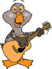 Cartoon Happy Goose Playing an Acoustic Guitar