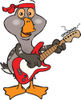 Cartoon Happy Goose Playing an Electric Guitar