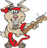 Cartoon Happy Goat Playing an Electric Guitar