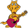 Cartoon Happy Goanna Lizard Playing an Acoustic Guitar