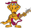 Cartoon Happy Goanna Lizard Playing an Electric Guitar