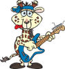 Cartoon Happy Giraffe Playing an Electric Guitar